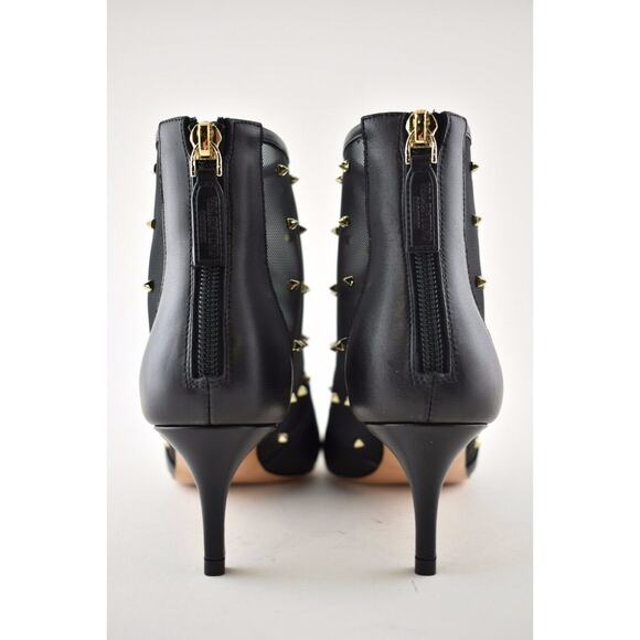 Valentino Rockstud Shining Mesh Black Leather Stud Kitten Heel Ankle Bootie 36.5 - Picture 11 of 12